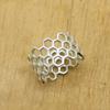 Honeycomb Chunky Silver Woman Band Ring, 925 Sterling Silver Handmade Nature Inspired Aesthetic Jewelry, Spring