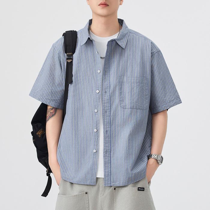 Summer Thin Japanese Retro Short-sleeved Shirt Men's American New Loose Mid-sleeved Shirt