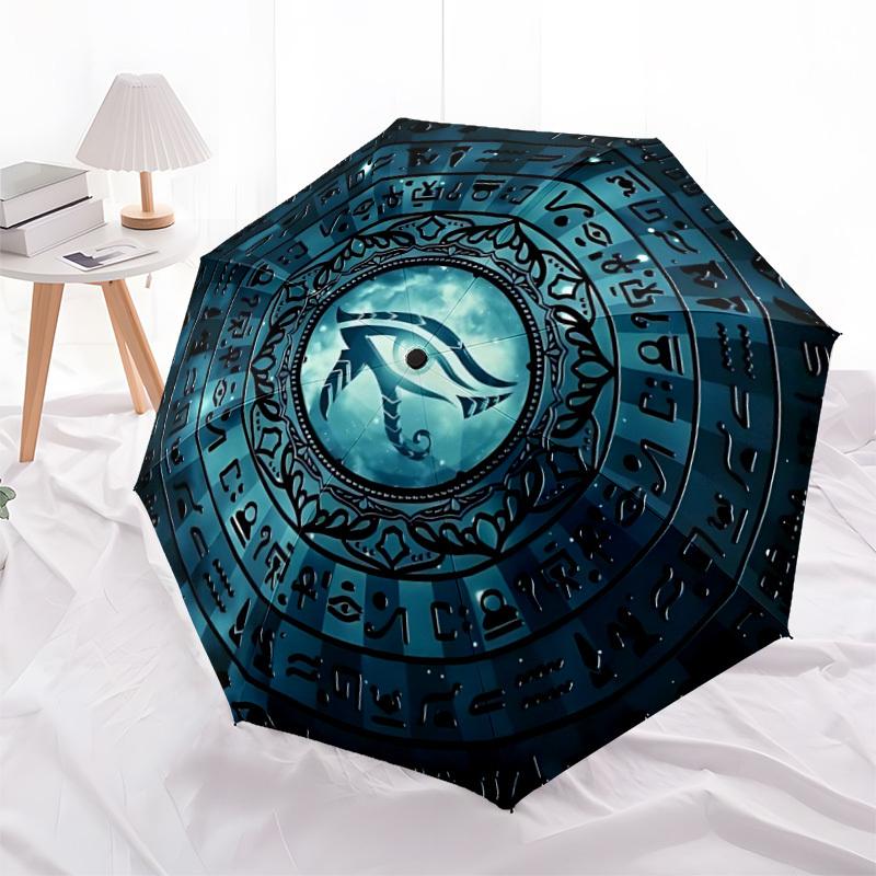 1pc Eye of Horus, Hieroglyphics Automatic Open/Close Umbrella with Folding Feature Compact Travel Umbrella, Lightweight Design, for Commuting152