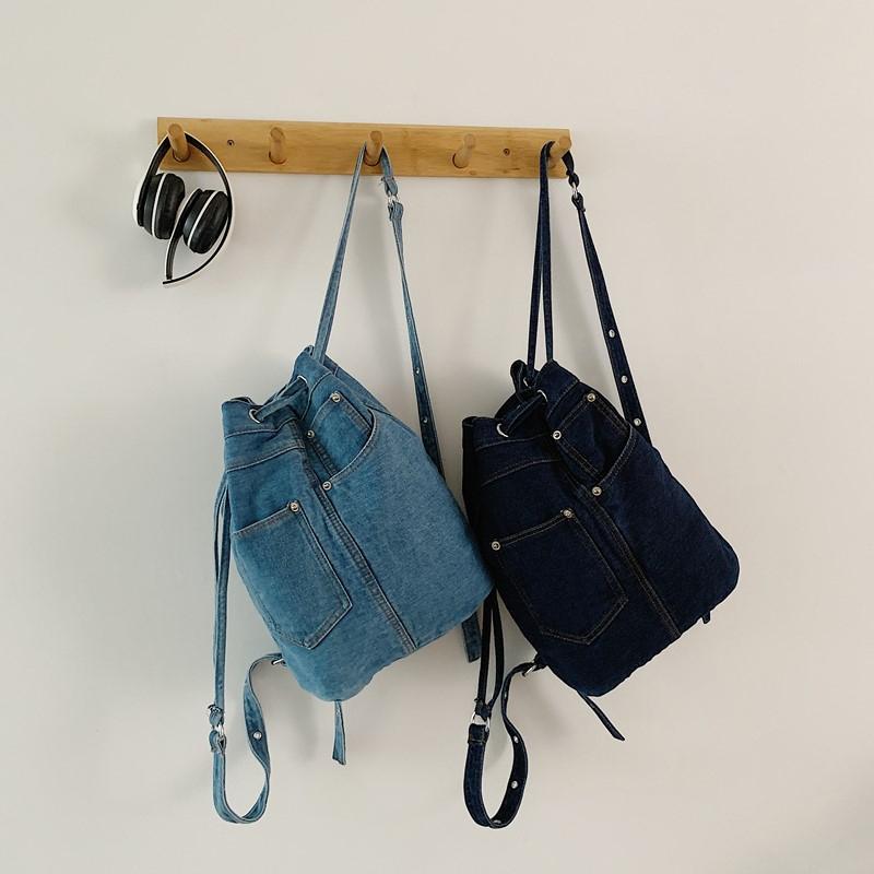 Multifunctional Denim Bag Women's Large Capacity Crossbody Bag Shoulder Class Commuter Backpack