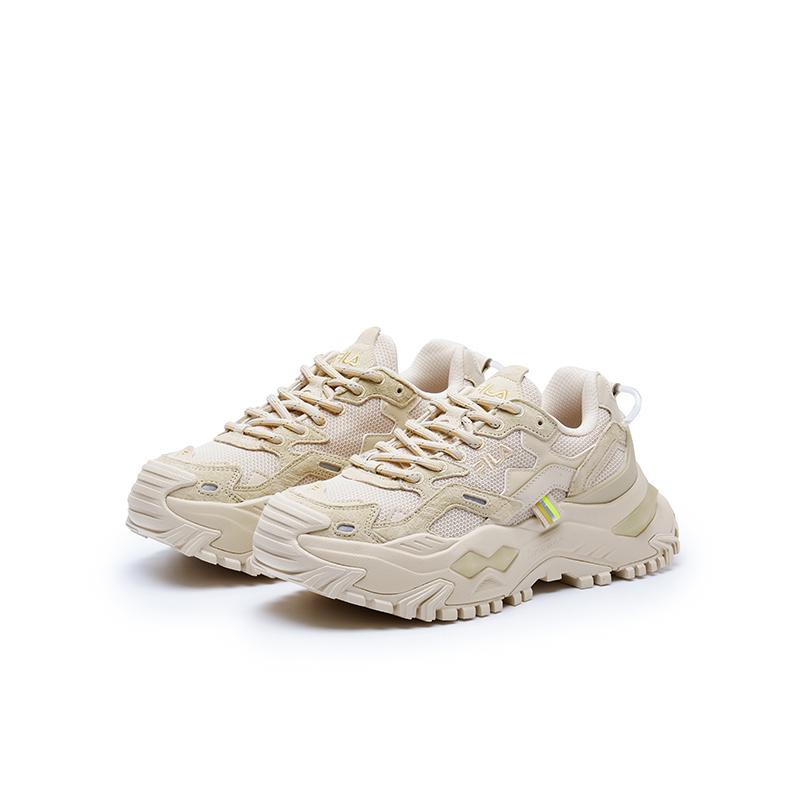 FILA Fusion Bianco Hard Candy Lace-Up Shock Absorbing Wear-Resistant Breathable Sweat-Absorbing Height Increasing Low-Top Dad Shoes T12W135211FMS