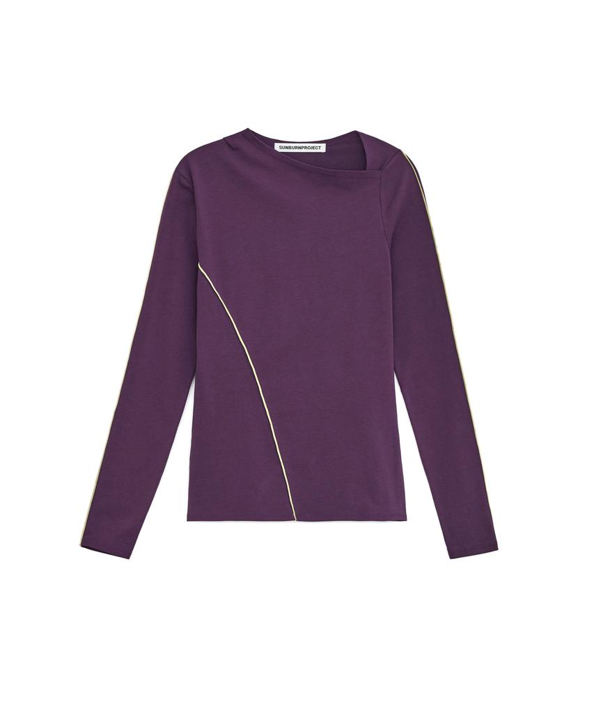 SUNBURNPROJECT Asymmetric Paneled Long Sleeve Top, Purple