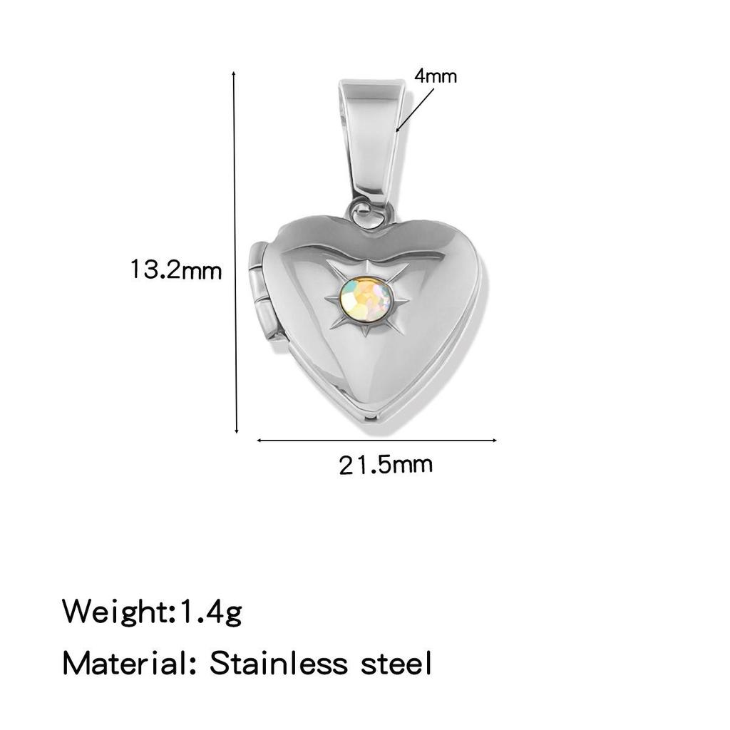 18K Gold-Plated Zirconia Heart Necklace Pendant with Birthstone, Stainless Steel, European & American Simple Design.