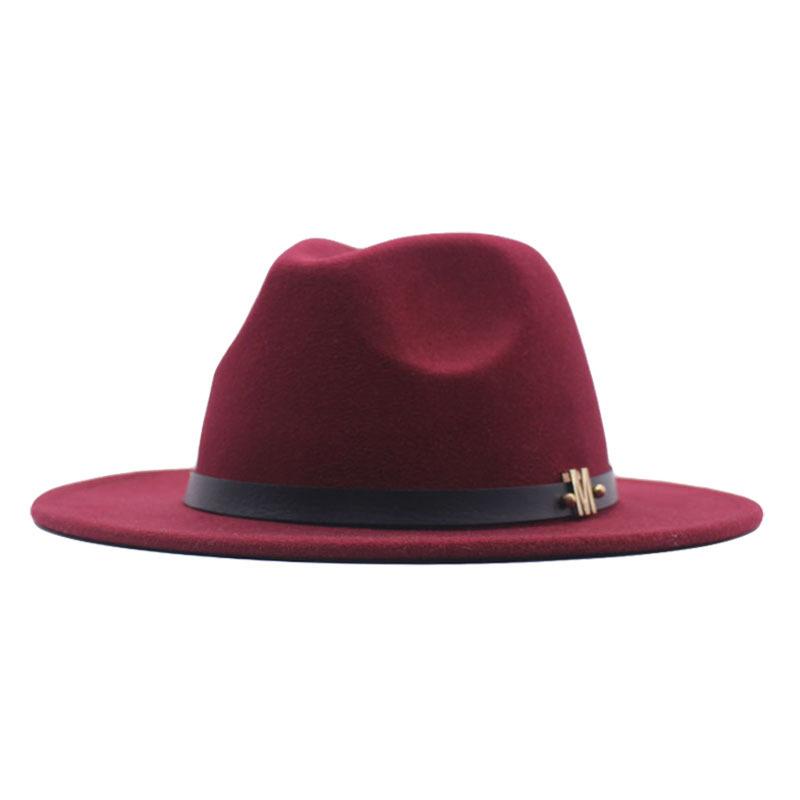 eBay European and American fashion autumn and winter new M belt woolen top hat men's and women's jazz hat