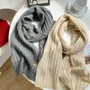 Caramel color coarse wool knitted scarf women's winter versatile simple couple male student warm thick scarf