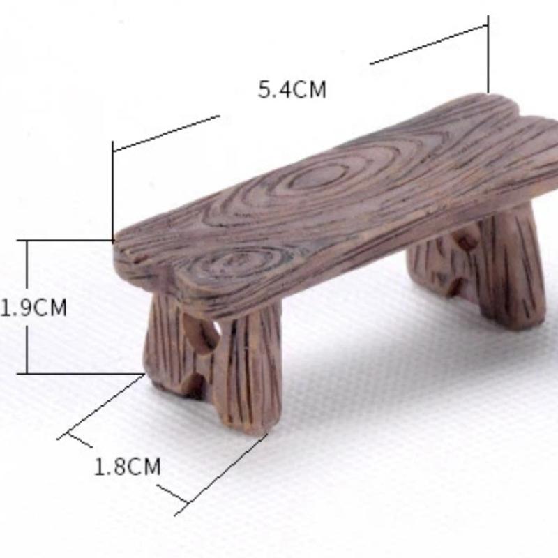 2pcs Mini Wooden Chair Stool Fairy Garden Miniatures Decor Couple Bench Action Figurine DIY Doll Houses Accesories