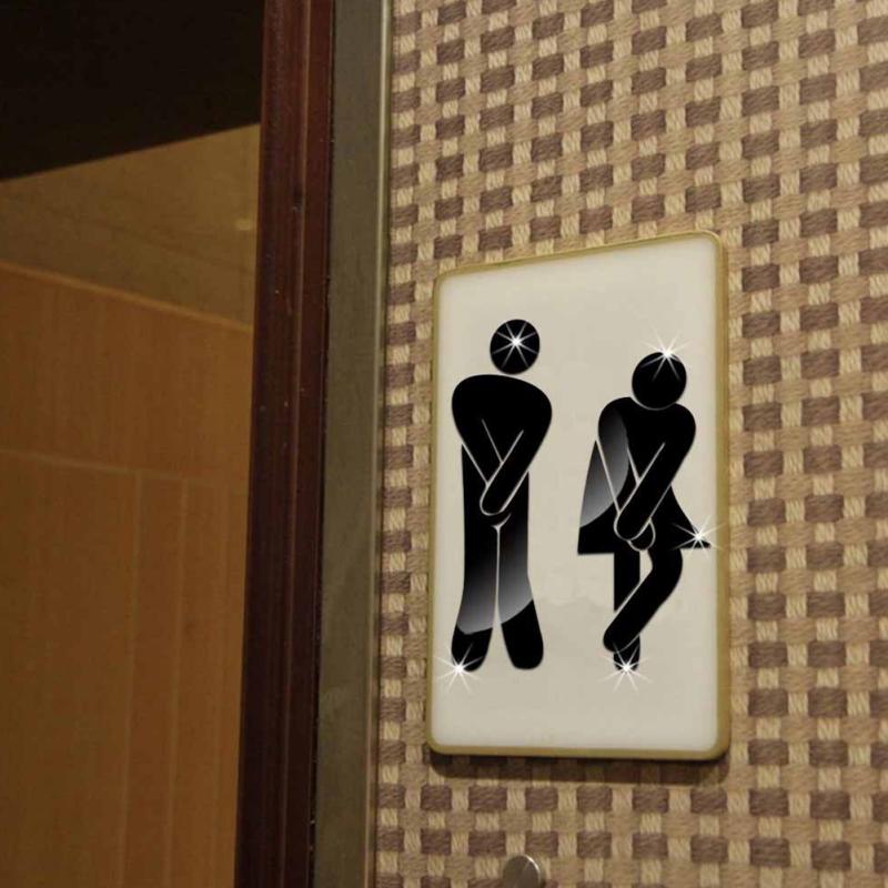 

Акрилові 3D дзеркальні поверхневі наклейки на стіни Громадський готельний туалет Розрізняти маркувальні наклейки чорний