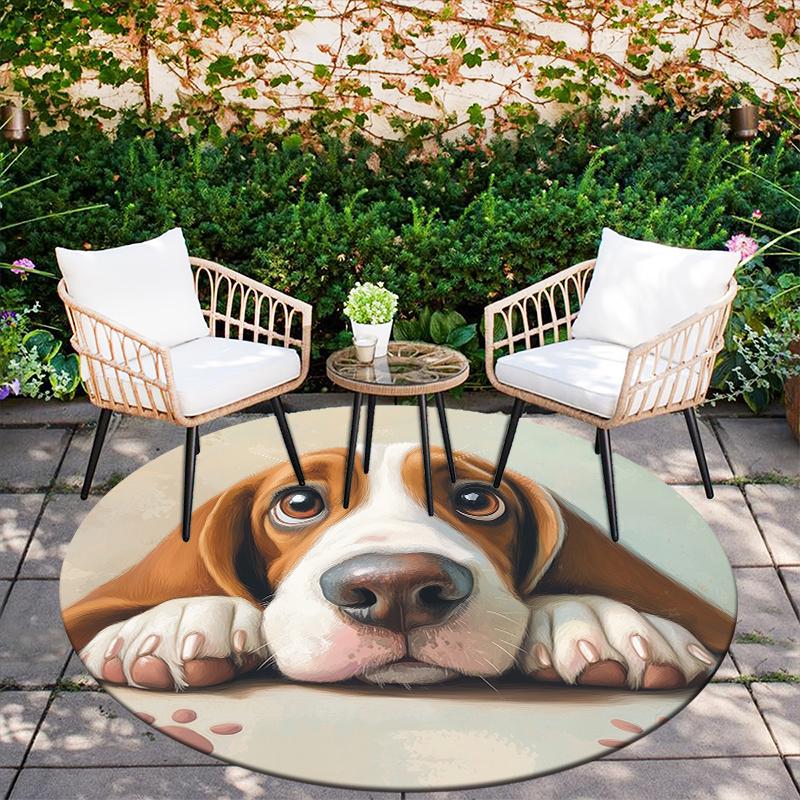 Basset Hound pattern round rug,Carpet Rug for Living Room Bedroom  Playroom ,Non-slip Floor Mat,Holiday Gifts and Birthday Gifts.