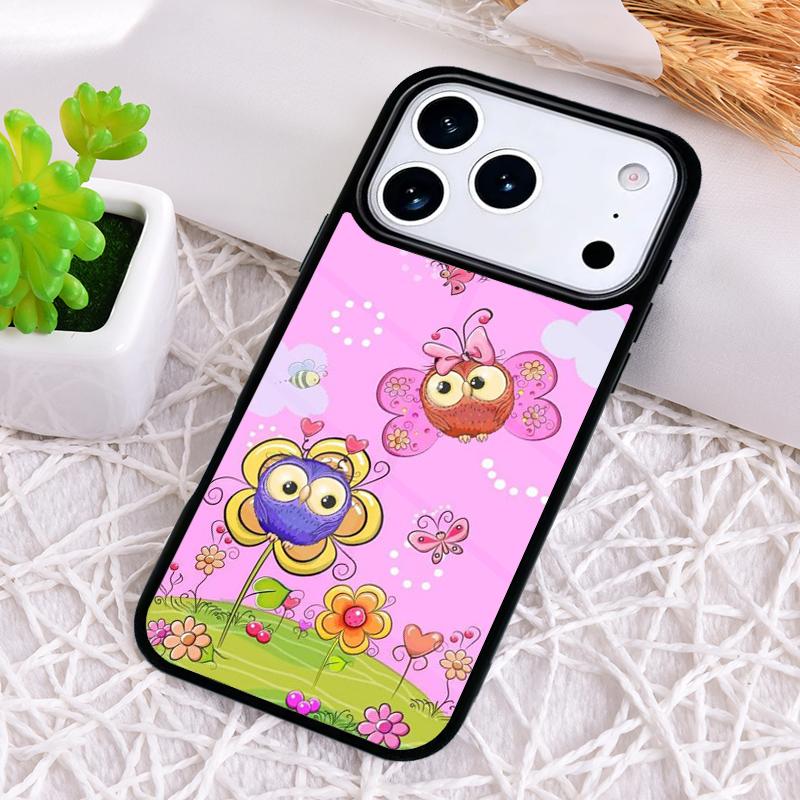 Cute Cartoon Owl Phone Case for iPhone 17 Air 16 15 11 12 14 13 Pro Max Shockproof Cover