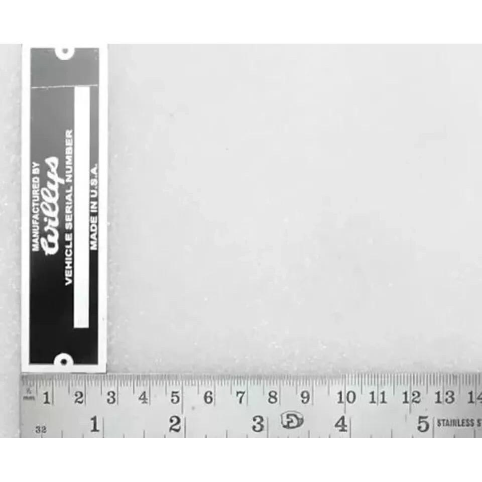 Vehicle Serial Number Data Patents Plate For Jeeps Willys