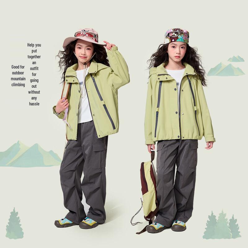 Mädchen Kapuzen-Winddichte Softshelljacke