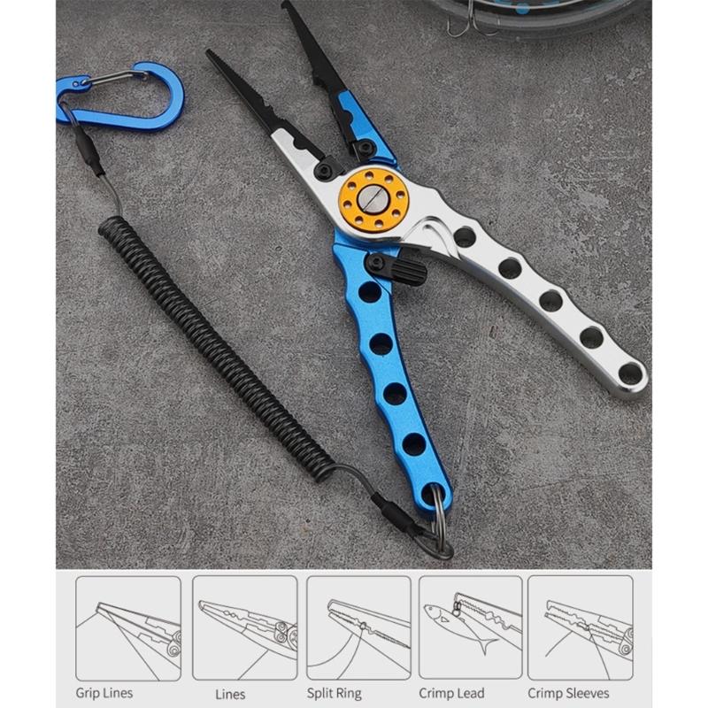 Aluminum Alloy Multifunction Fishing Pliers, Suitable for Anglers Campers Cutting Lines and Hook Removal, Bottle Opening