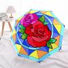 1pc Rose Stained Glass Pattern Automatic Folding Umbrella - Portable Collapsible Design, 8-Rib Iron Frame, Durable Fabric yy251125060