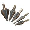 5-Piece Black & Yellow Pagoda Drill Bit Set with Triangular Handle and Straight Groove