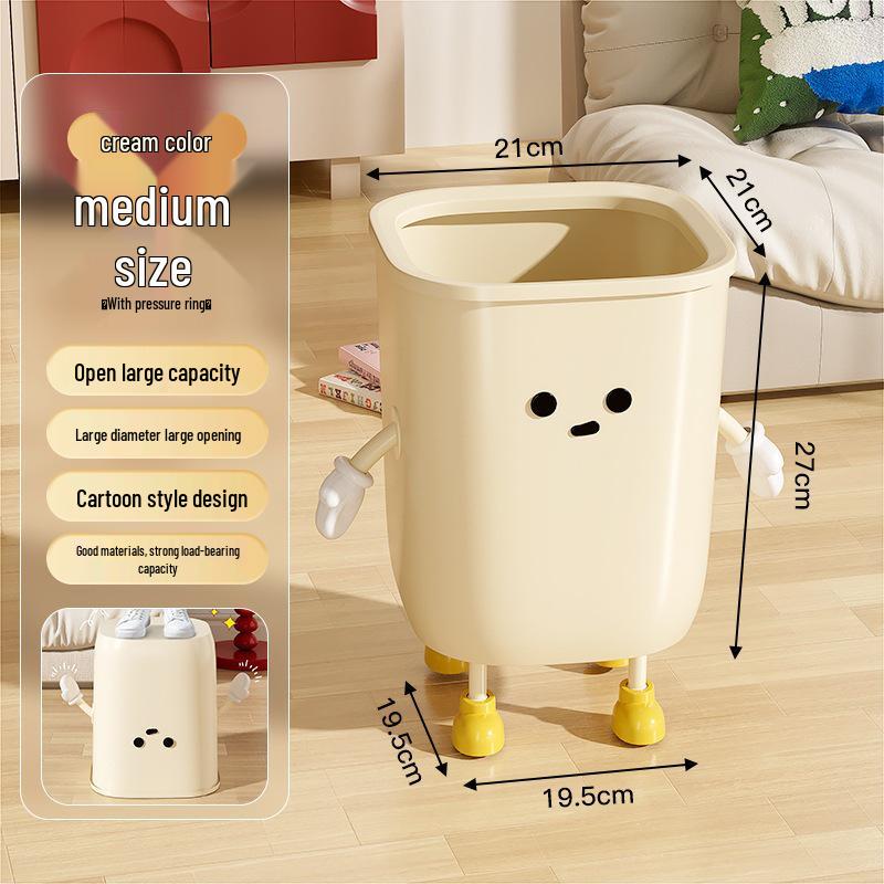 Cute Cartoon Trash Can with Paper Holder - Large Capacity for Home, Dorm, or Bedroom Use