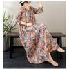 2025 New Round Neck Minimalist Long Sleeve Extra Long Dress Vacation Style