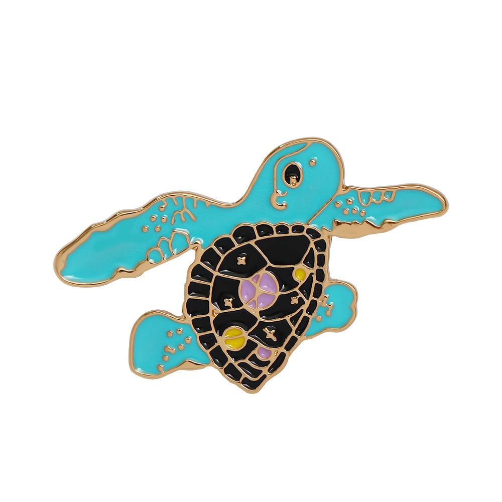 5 Styles Sea Ocean Marine Animals Design Brooches Cute Turtles, Crabs, Scallops, Whales, Sharks Shaped Golden Pins