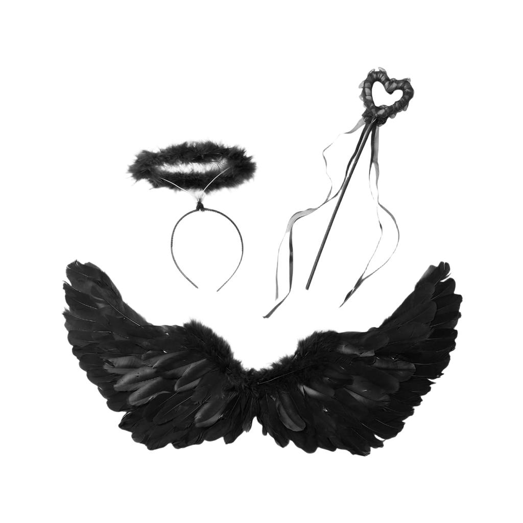 Costume Set For Women Angel Feather Headband Wand For Halloween Cosplay
