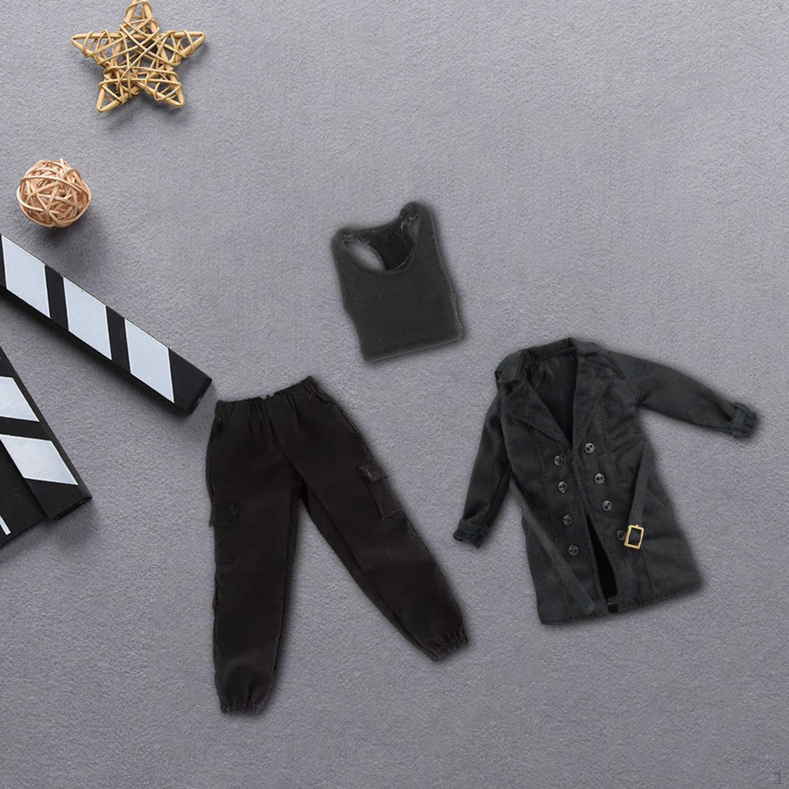 

1/12 Женские фигурки Комплект одежды для куклы Куртка Брюки для 6-дюймовой фигурки чёрный