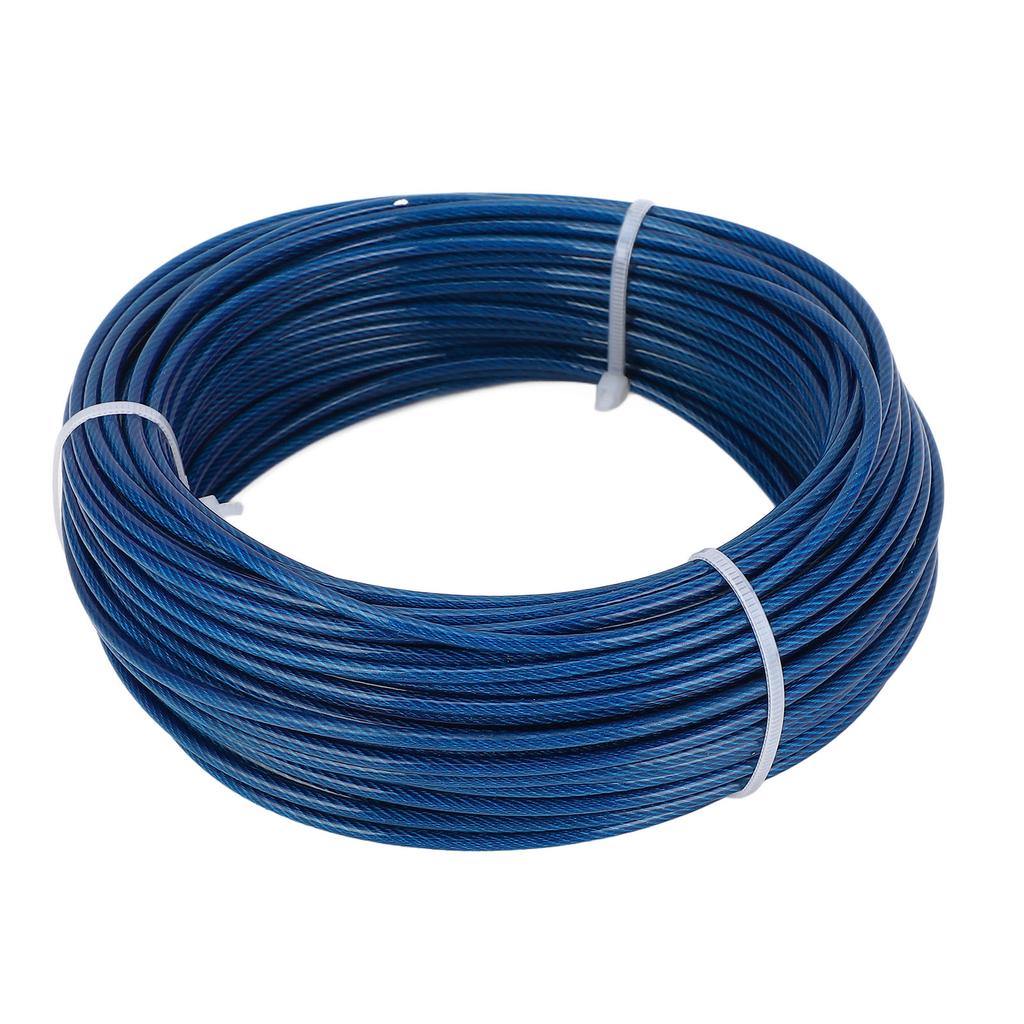 100ft Blue Plastic Coated Steel Wire Rope Turnbuckle Tensioner Kit 3mm Wire Trellis Kit for Outdoor