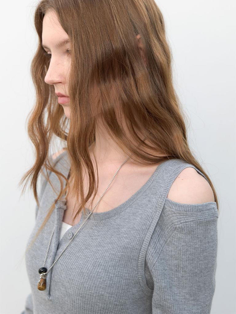 Atelier Nine Shoulder Cutout Knit Dress (Op-6313)