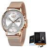 Luxury Mens Fashion Lige Quartz Watch Casual Mesh Strap Date Week Ultrathin Mens Clock