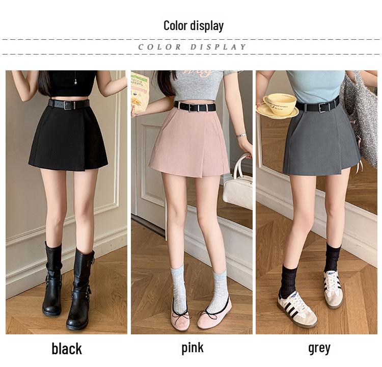 Women's High-Waist A-Line Skirt Pants - Casual Spring/Summer Wide-Leg Buttoned Design