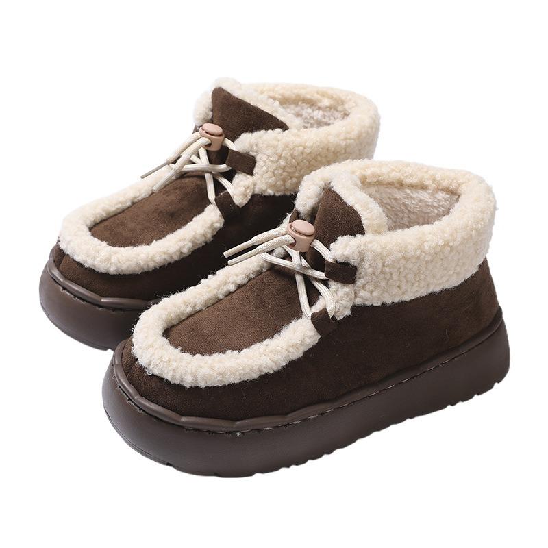 Warm edge snow boots women's winter retro versatile platform non-slip new outer wear lace-up cotton shoes all-inclusive heel