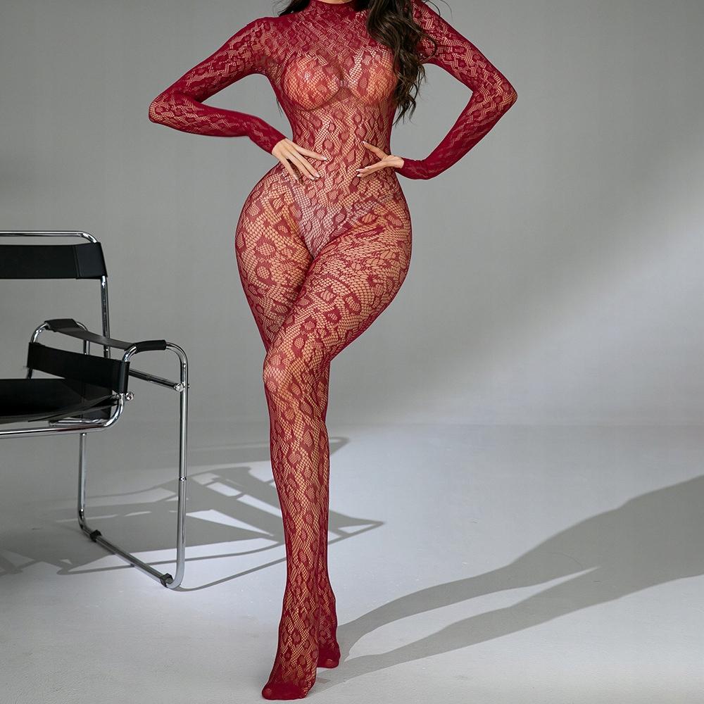 Czerwone Bodystocking Seksowna Bielizna Erotyczna Damska Sexy Panterka
