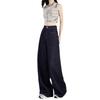 Spring and autumn American dark blue jeans women's 2025 new small high-waisted and thin straight loose wide-leg pants