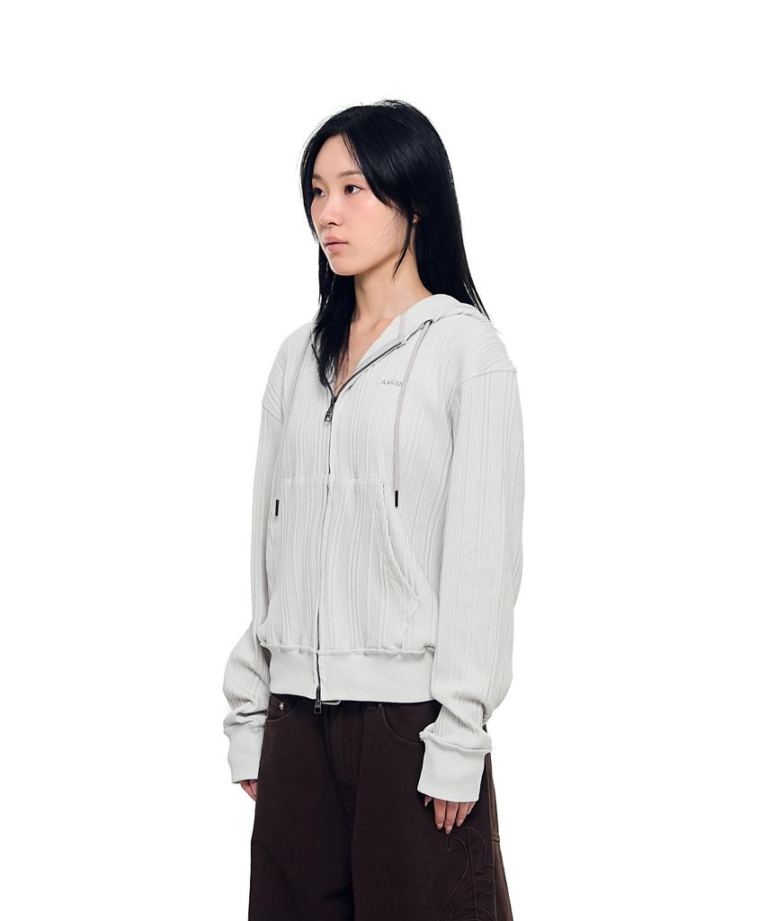 Aakam Knitted Zip-Up Hoodie (Ivory)