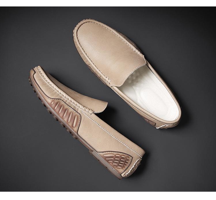Men's Genuine Leather Slip-On Moccasins - Spring Casual Driving Shoes