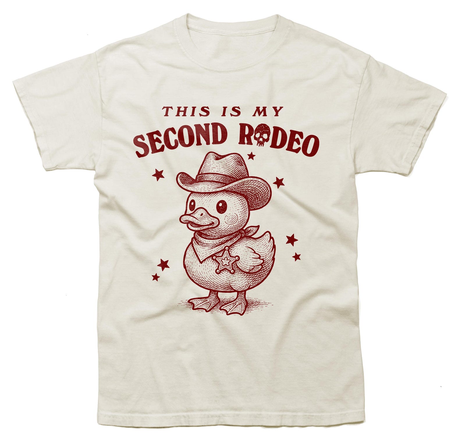 Cowgirl Sheriff Duck This Is My Second Rodeo, Funny Retro Cowboy Duck Western Sarcastic Snarky T-shirt Tshirt Tee Tees Western Aesthetic M