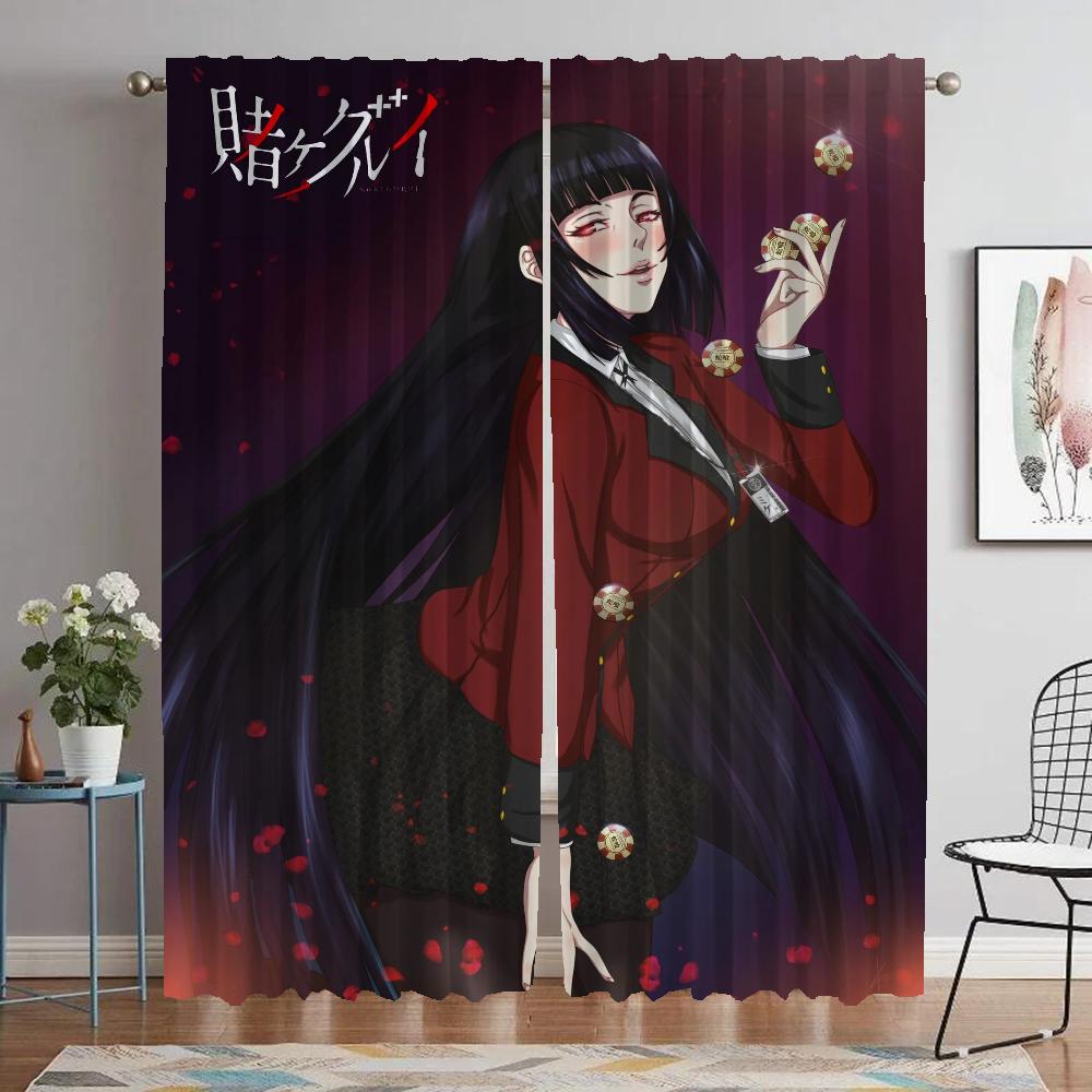 Jabami Yumeko Köksgardiner för Kamera Moderna Vardagsrumsgardiner 2 Delar Rullgardiner Tyll för Sovrum Mörkläggningsgardin Elegant