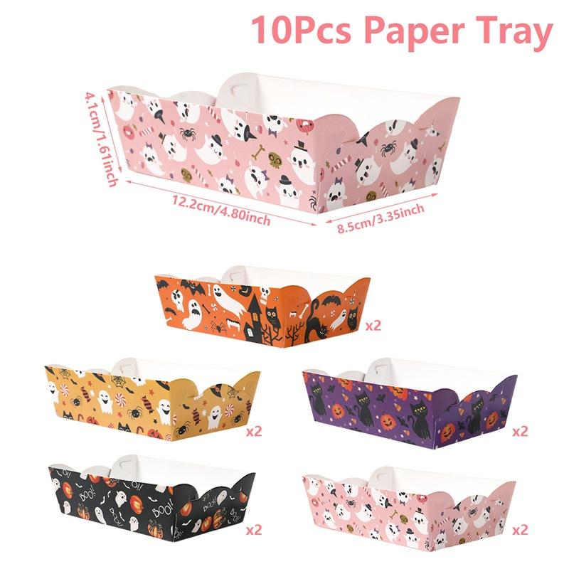 Halloween Paper Food Trays Disposable Party Serving Boats for Snacks and Fries 12 Pack
