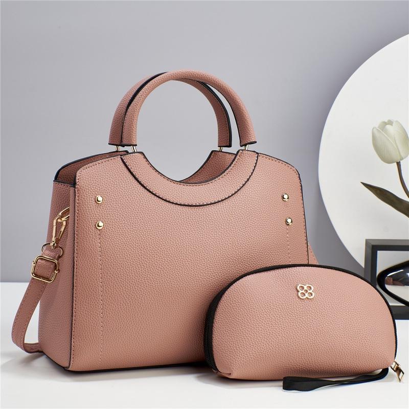 Women's Bag, Mother and Child Bag, Two-piece Set, Solid Color, Large-capacity Women's Shoulder Cross-body Handbag.