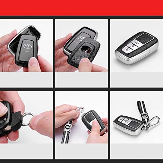 SANRILY Toyota Smart Key Case Key Cover Key Protection Key Holder New Crown 50 Series Prius 70 Camry Land Cruiser Prado 150 Late Model Specially