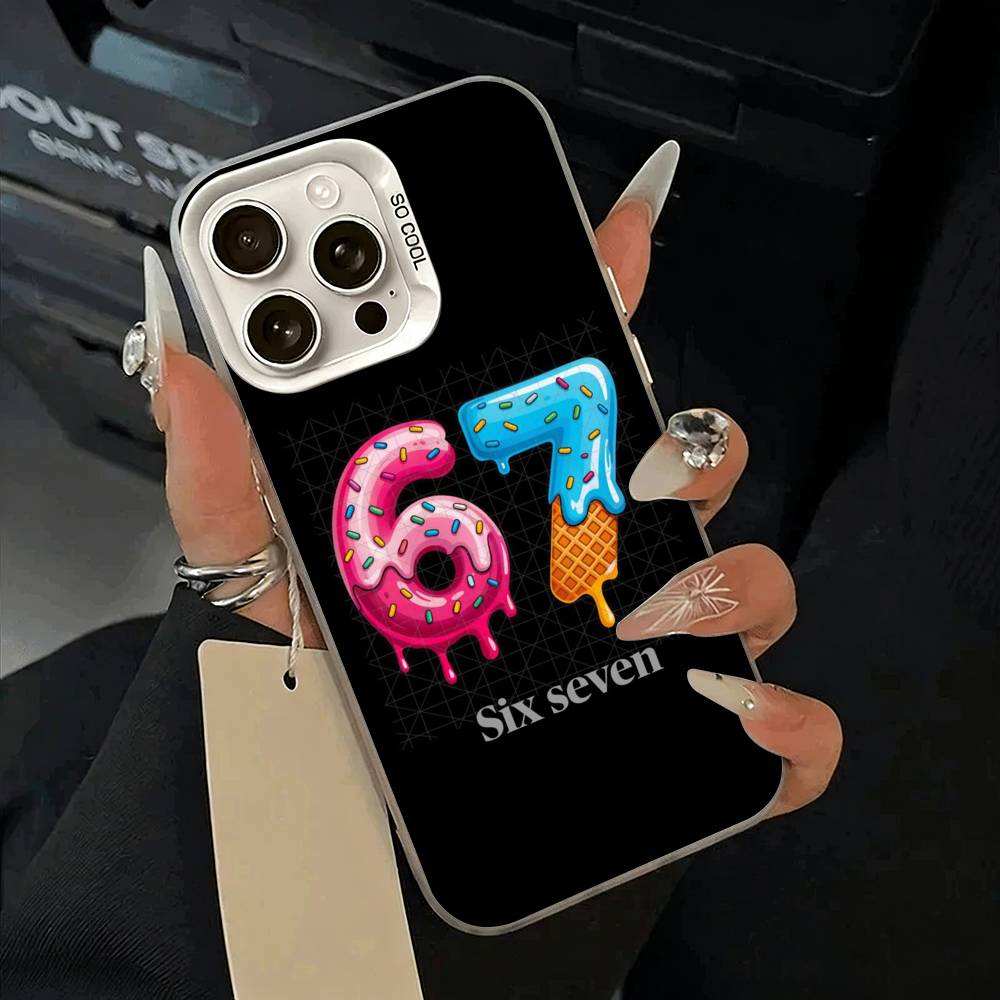 6-7 -Six Seven Phone Case For iPhone 11 12 13 14 15 16Pro Max Plus white Sliver  Phone Cover iPhone17Air