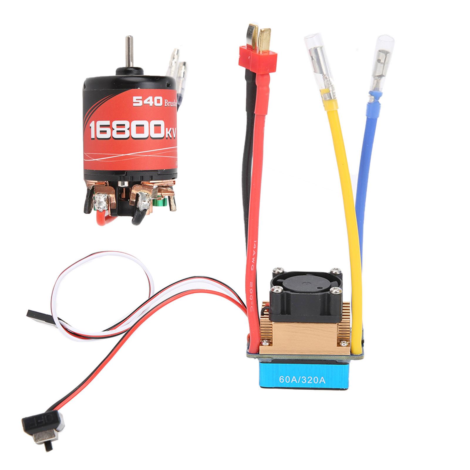 

Waterproof 540 16800KV Motor with 60A DualWay Brushed ESC Builtin Cooling Fan Brake for 110 RC Car