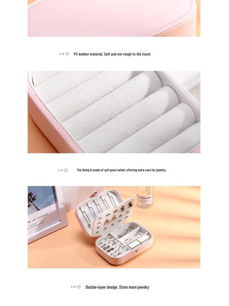 PU Schmuckaufbewahrungsbox für Halsketten, Ohrringe und Ringe – Tragbare einlagige Heim-Accessoire-Box.
