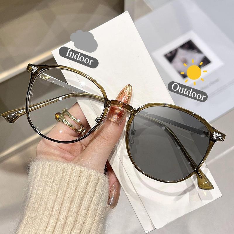 Stylish Photochromic Myopia Glasses Women Fashion Frame Prescription Lens Outdoor Uv Protection Sun Shades Eyewear -1.25 To -6.0