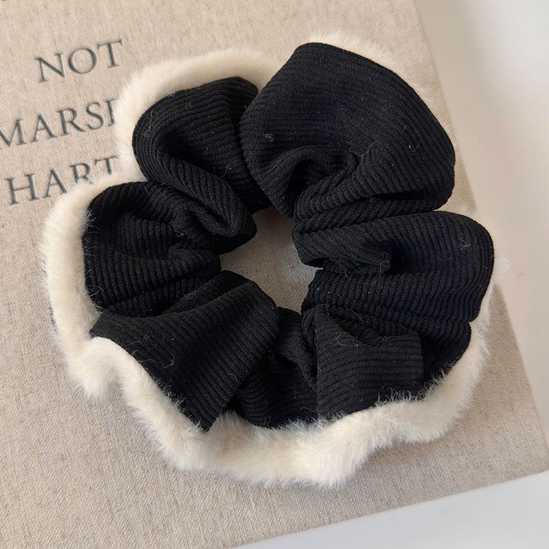 Autumn Winter Retro Corduroy Hairy Large Hair Scrunchies Headbands Women Girl Temperament Hair Rope Rubber Band Hair Accessories