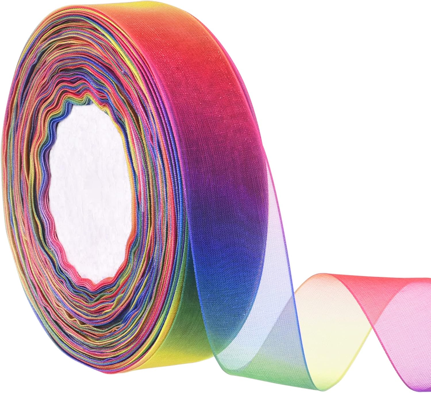 

Hapeper Радужная полупрозрачная органза шифоновая лента для упаковки подарков, рукоделия, украшения для вечеринок, 50 ярдов (1 дюйм)