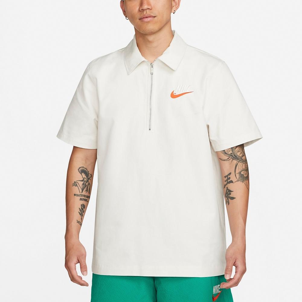 Nike Half-Zip Solid Short Sleeve Polo Shirt Men Tops White DM5284-030