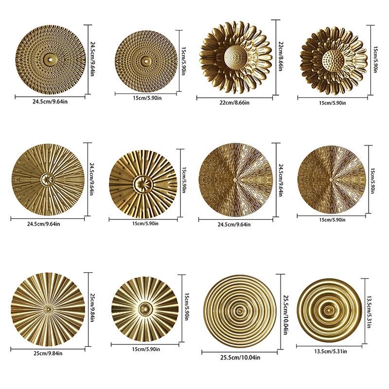 1PC Luxury Retro Round Golden Wall Hanging Round Wall Pendants Metal Irregular Wall Disc Home Decor