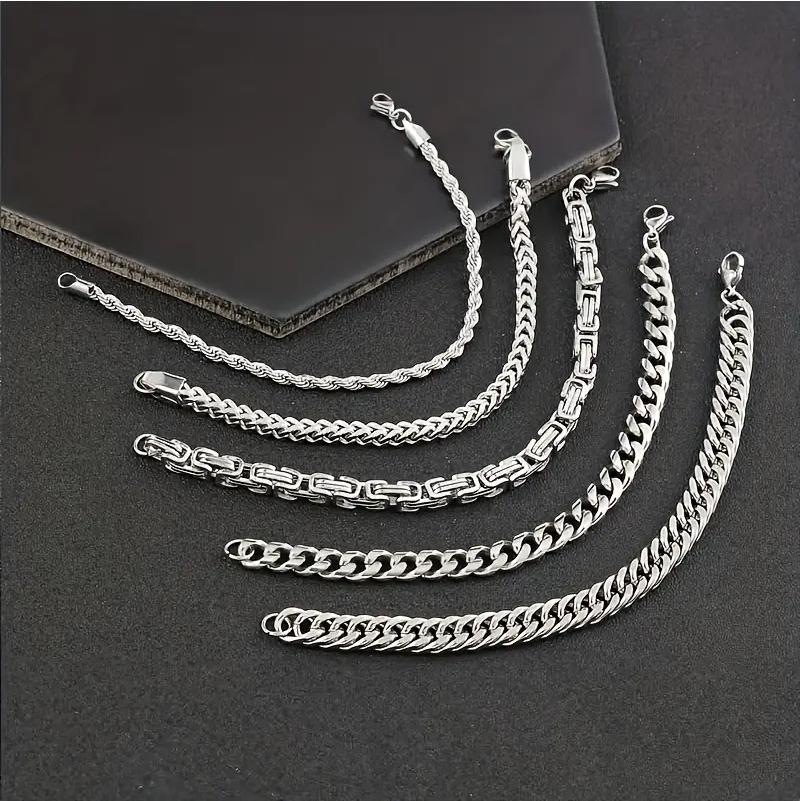 5pcs Stainless Steel Mens Bracelet Set - Durable, able, and Stylish  Accessories for Daily Casual Wear