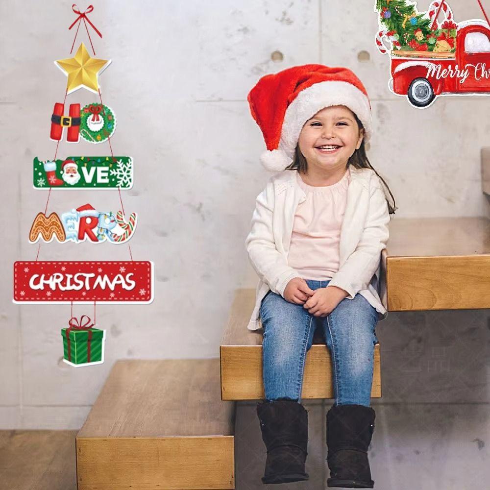 Santa Claus Christmas Door Hanging Banner Paper Santa Claus Door Curtain Home Christmas Decor