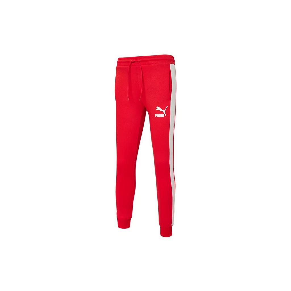 Puma Iconic T7 Logo Joggers With Cuffed Ankles Men Bottoms Vibrant-Red 531381-11