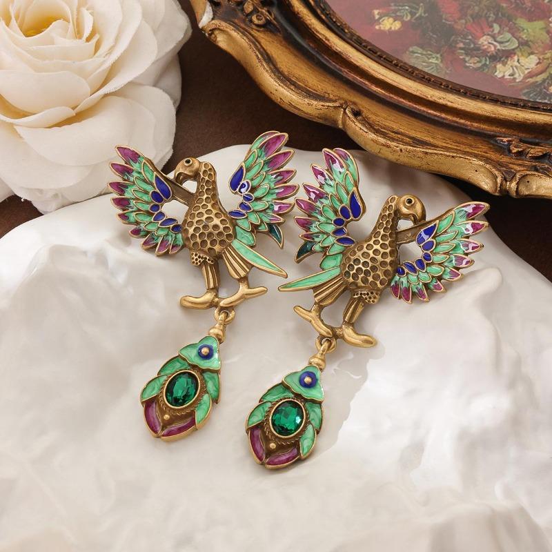 Циндао Средневековый Персонализированный Ретро Эмаль с Бриллиантами, Ожерелье с Птицей, Набор Аксессуаров из Серьг-Пуссет