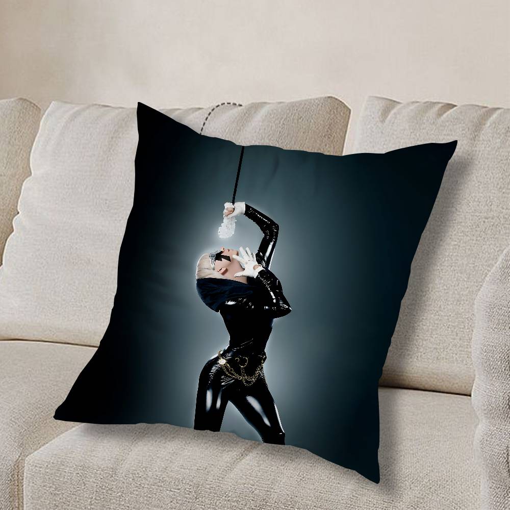 Mayhem L-Lady Gaga ART Pillow Case Square Double-Sided Printing Short Plush Sofa Cushion Cover Bedroom Bedside Pillow
